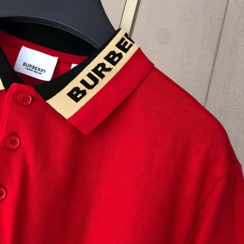Burberry Logo Detail Cotton Pique Polo Shirt for Men in Red