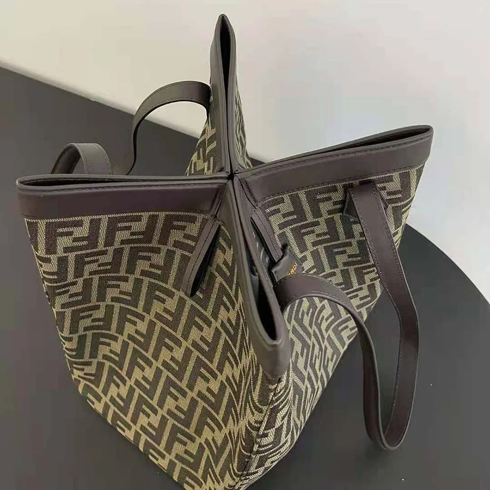 Fendi Origami Large Brown FF Jacquard Fabric Bag that can be Transformed for Women Fendi Origami Large Brown FF Jacquard Fabric Bag that can be Transformed for Women