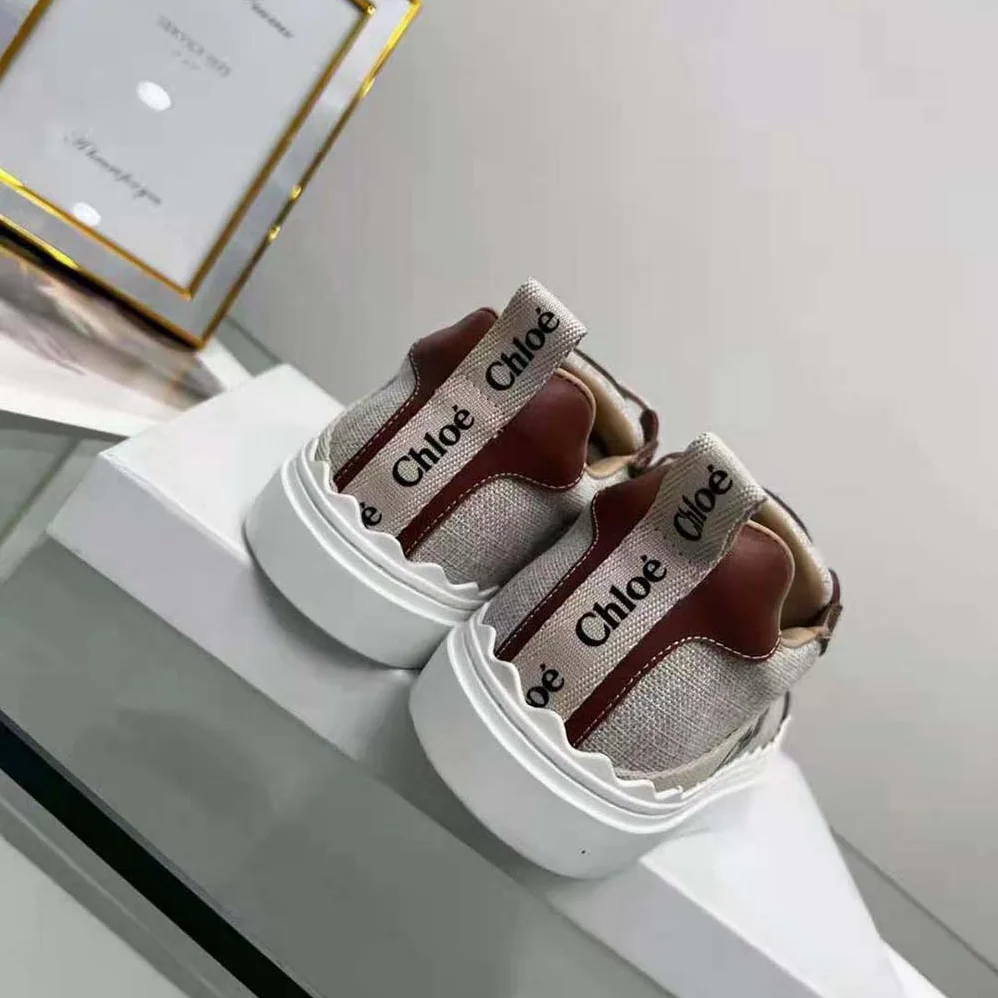 Chloe Lauren Sneaker in Leather with Canvas for Women in Brown Chloe Lauren Sneaker in Leather with Canvas for Women in Brown