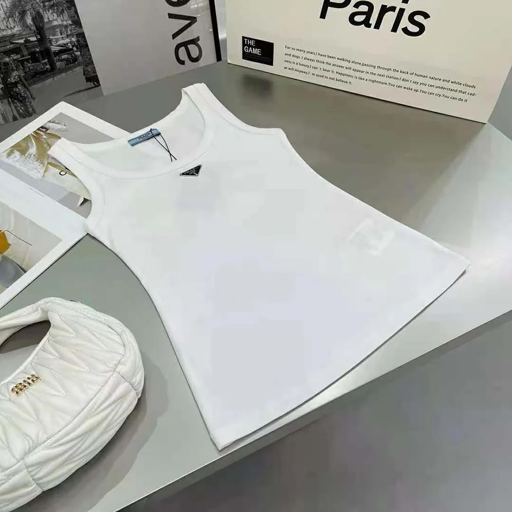 Prada Ribbed Knit Jersey Tank Top for Women in White Prada Ribbed Knit Jersey Tank Top for Women in White