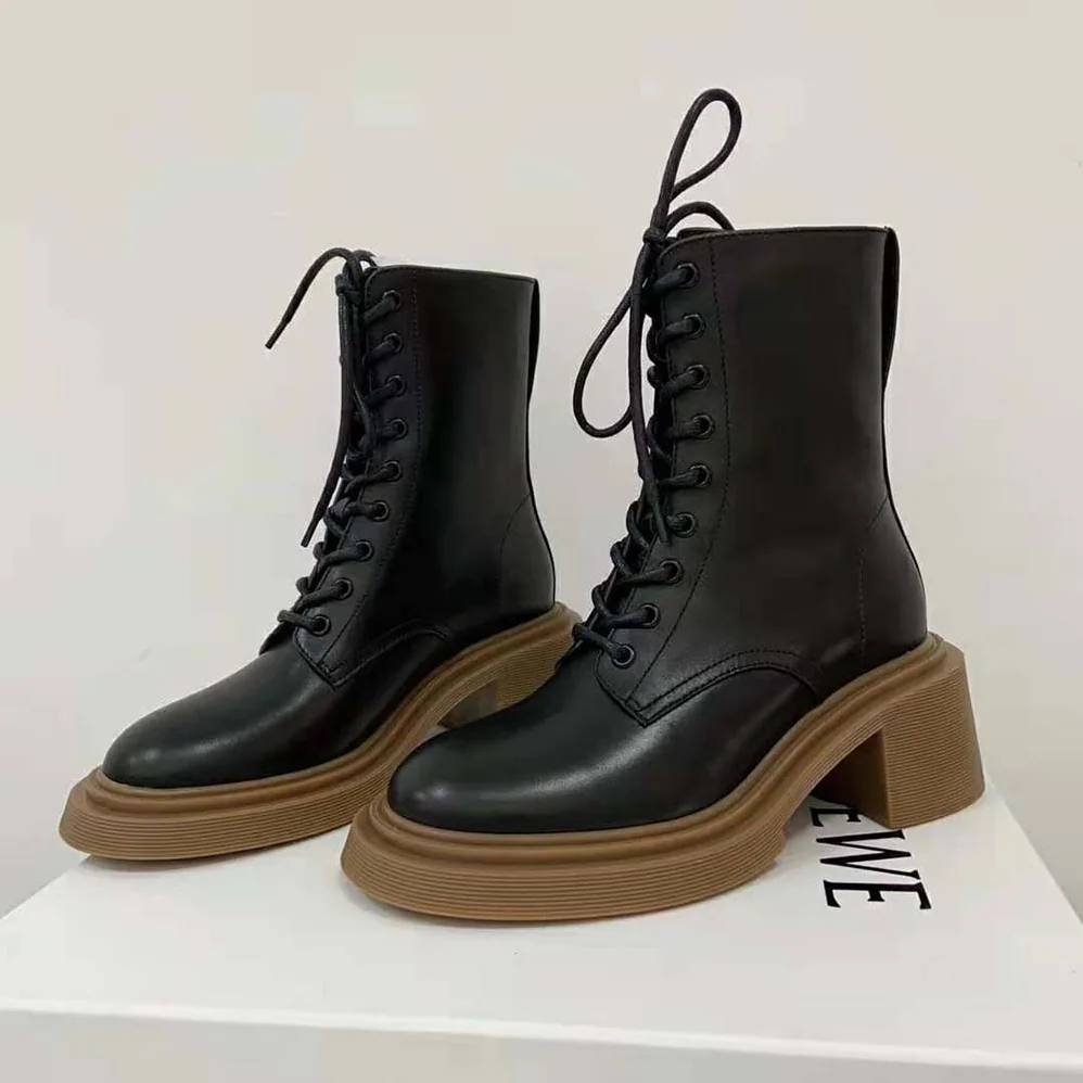 Loewe Combat Boot in Calfskin for Women in Black