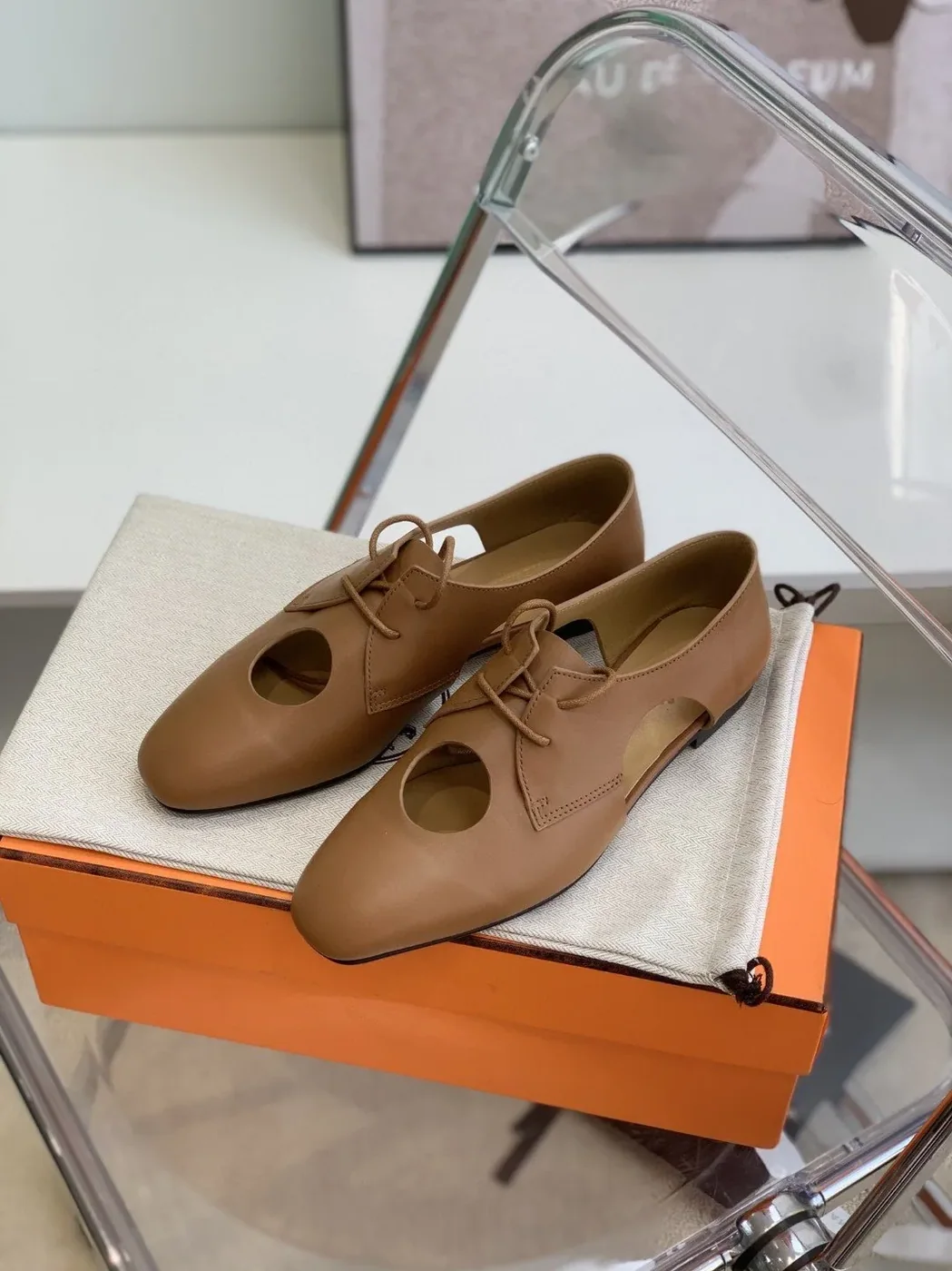 Hermes Epoca Oxford Shoe Brown , Shoes for Women