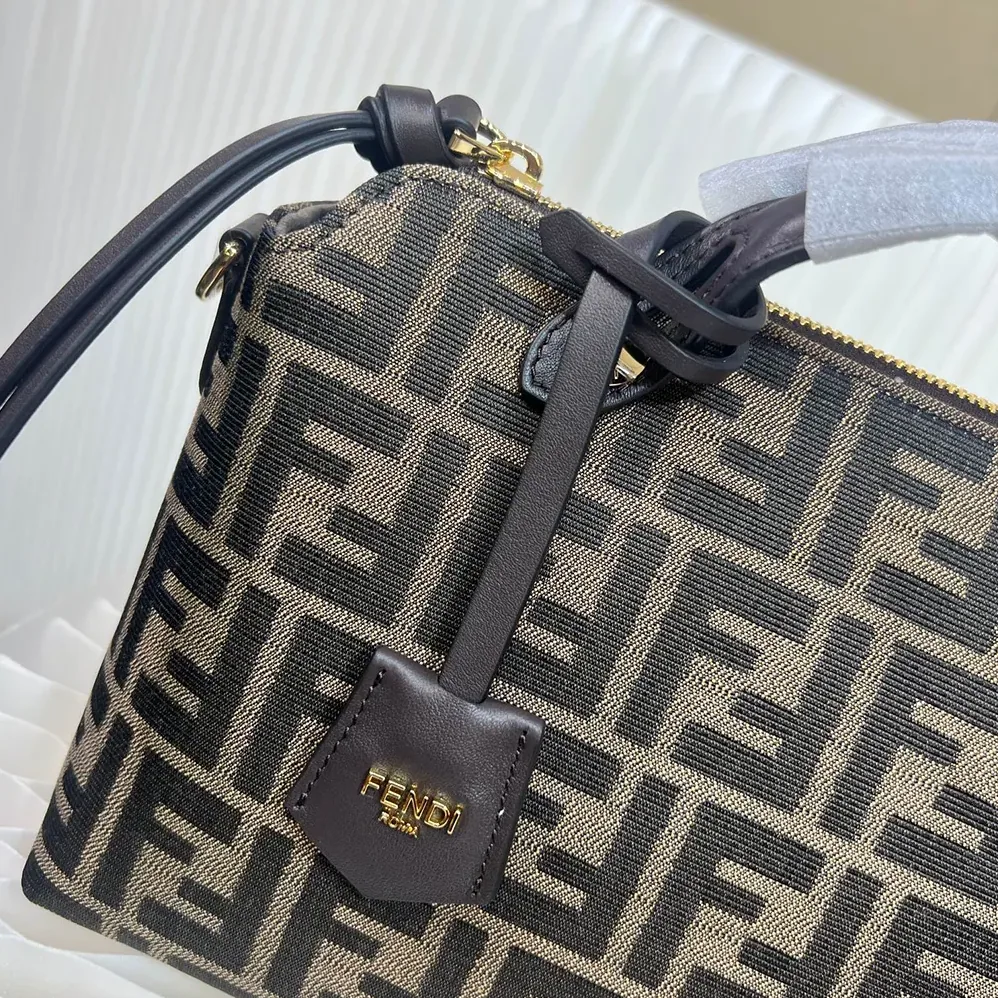 Fendi By The Way Soft Medium Brown FF Jacquard Fabric Bag for Unisex