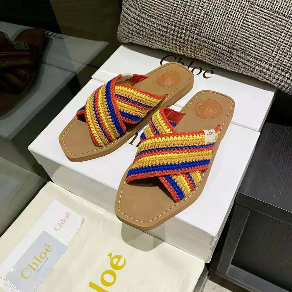 Chloe Woody Flat Mule for Women in Yellow