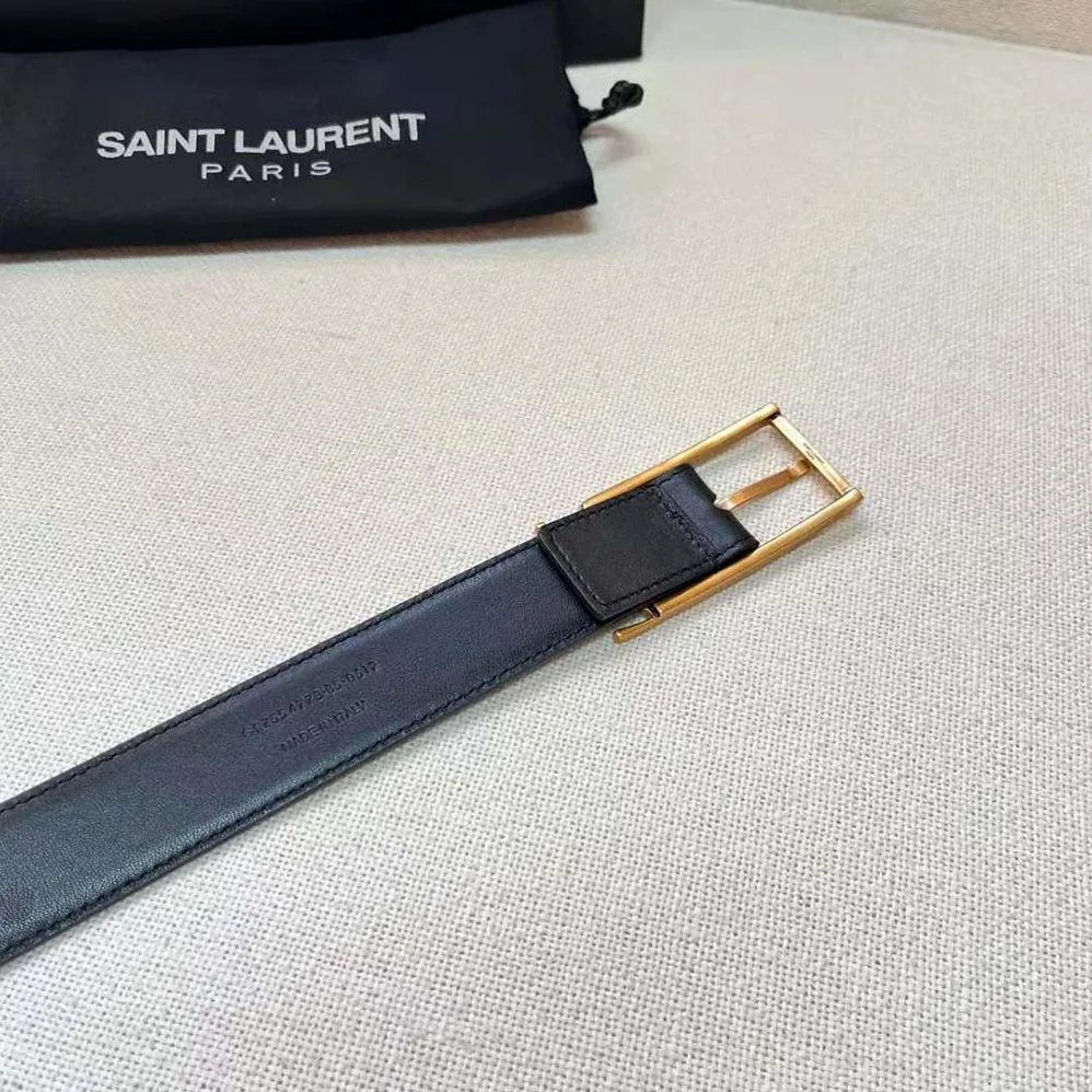 Saint Laurent YSL New Cassandre Buckle Belt in Smooth Leather for Women Saint Laurent YSL New Cassandre Buckle Belt in Smooth Leather for Women