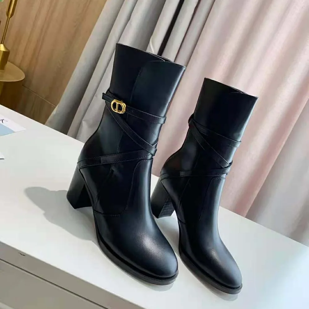 Dior Dior Empreinte Heeled Ankle Boot Black Soft Calfskin in 7cm Heel for Women