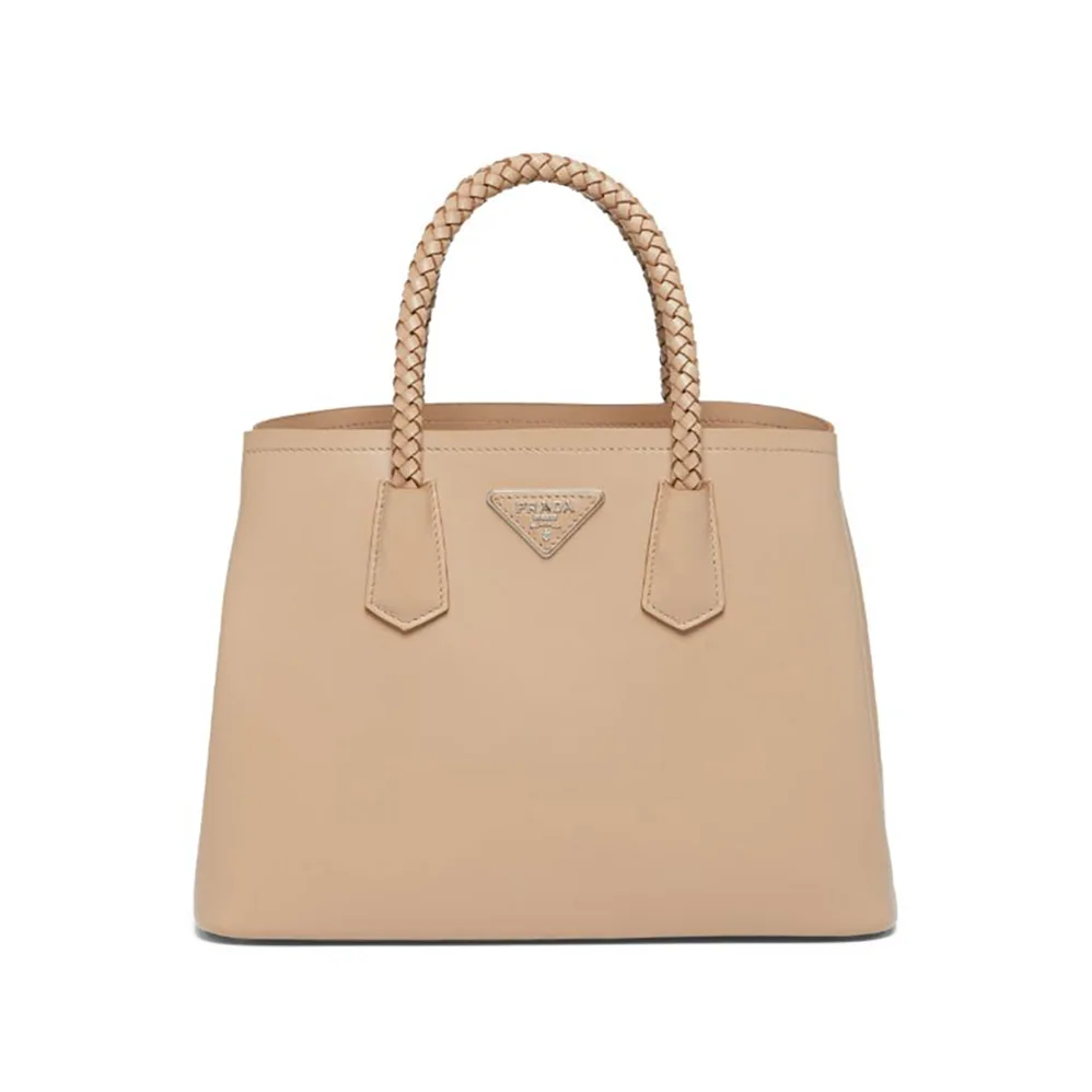 Prada Prada Double Medium Leather Handbag for Women in Sandy Prada Prada Double Medium Leather Handbag for Women in Sandy