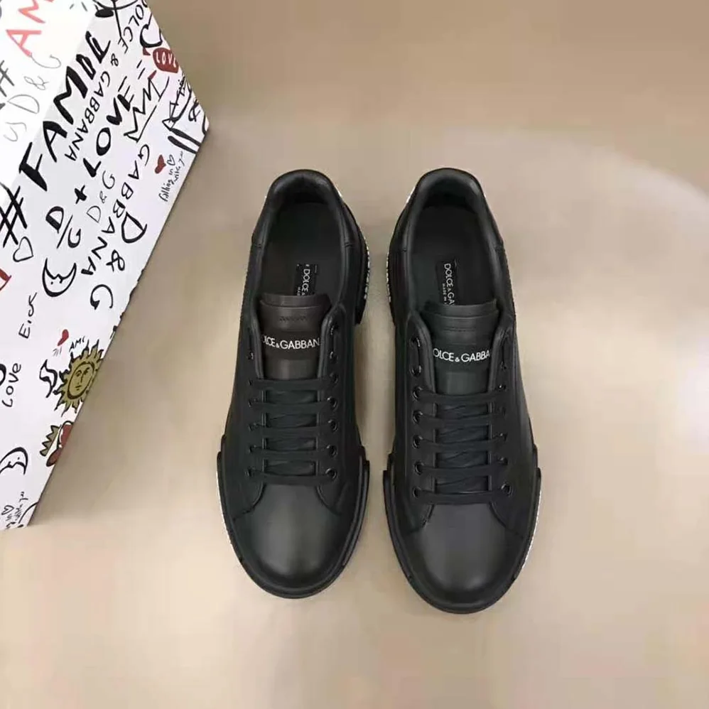 Dolce Gabbana D&G Calfskin Nappa Portofino Sneakers for Women in Black Dolce Gabbana D&G Calfskin Nappa Portofino Sneakers for Women in Black