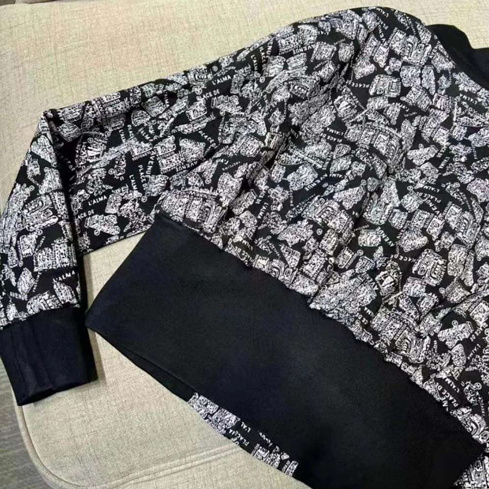 Dior Cropped Bomber Jacket Black and White Technical Taffeta Jacquard for Women