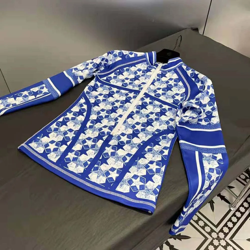 Dior Zipped Jacket Fluorescent Blue Dior Étoile Technical Jersey for Women Dior Zipped Jacket Fluorescent Blue Dior Étoile Technical Jersey for Women