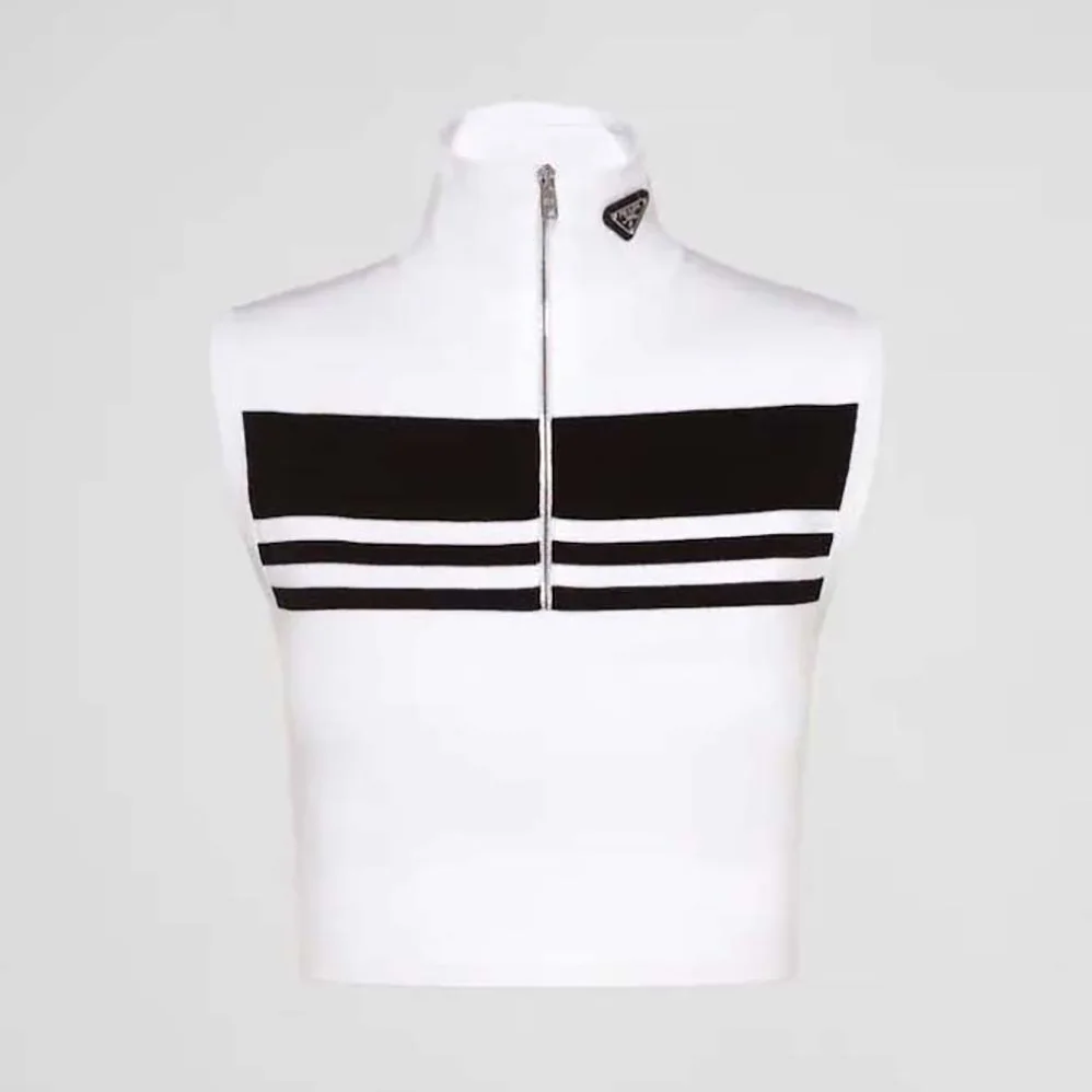 Prada Viscose and Cotton Crop Top for Women in White Prada Viscose and Cotton Crop Top for Women in White
