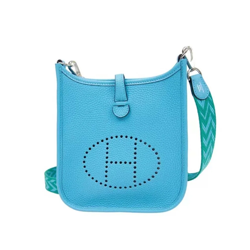 Hermes Evelyne III 16 Mini Model Bag in Calfskin in Blue Hermes Evelyne III 16 Mini Model Bag in Calfskin in Blue