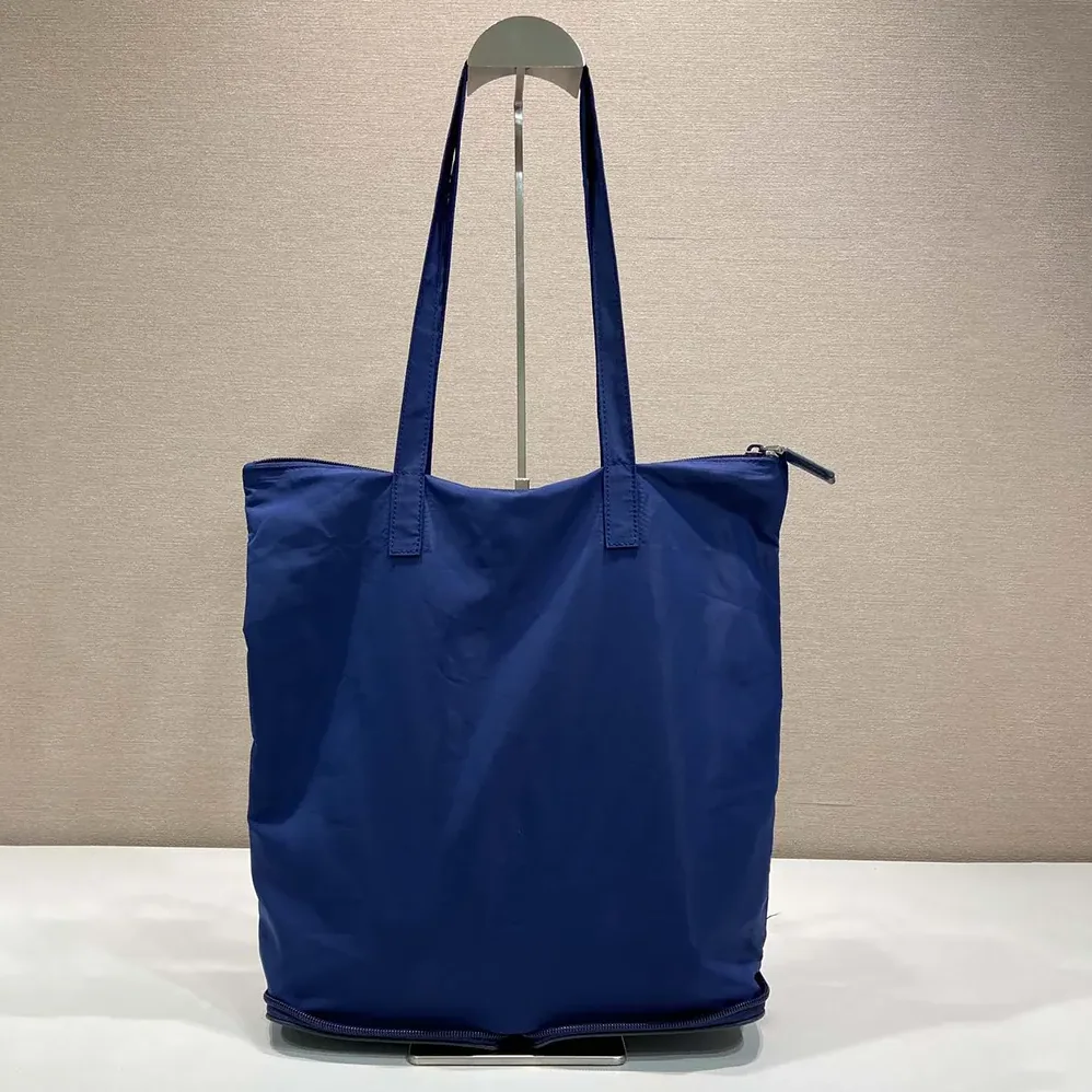 Prada Saffiano Leather Pendant With Re-Nylon Tote Bag for Women in Baltic Blue