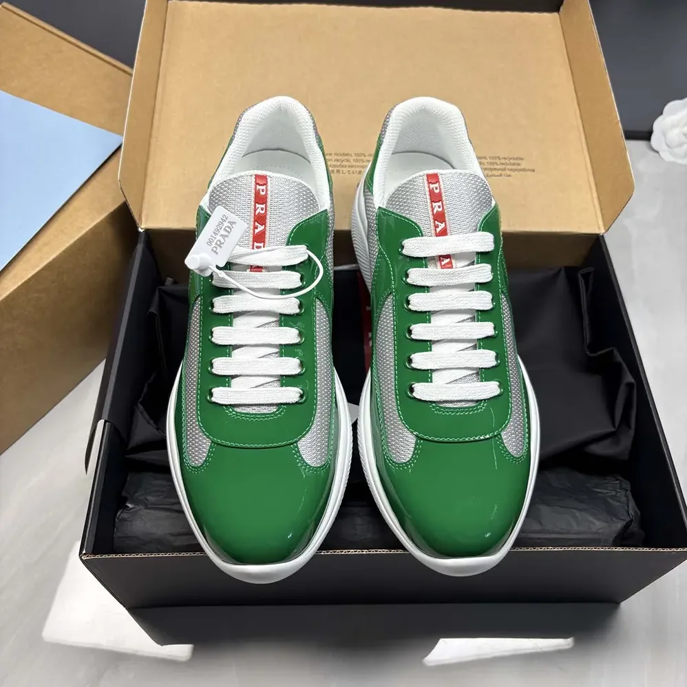 Prada Patent Leather And Technical Fabric Prada America'S Cup Sneakers for Unisex in Green Prada Patent Leather And Technical Fabric Prada America'S Cup Sneakers for Unisex in Green