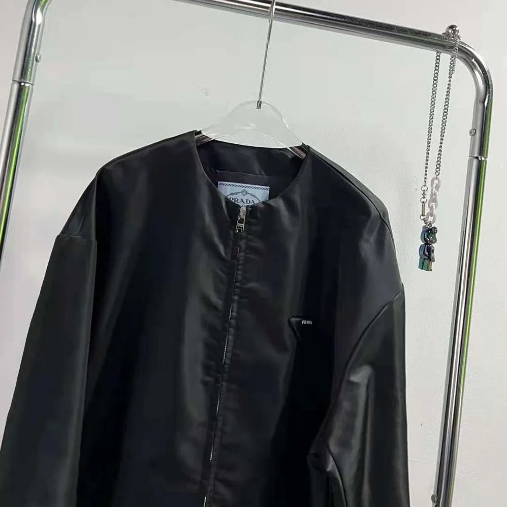 Prada Re-Nylon Blouson Jacket with Detachable Cuffs for Women