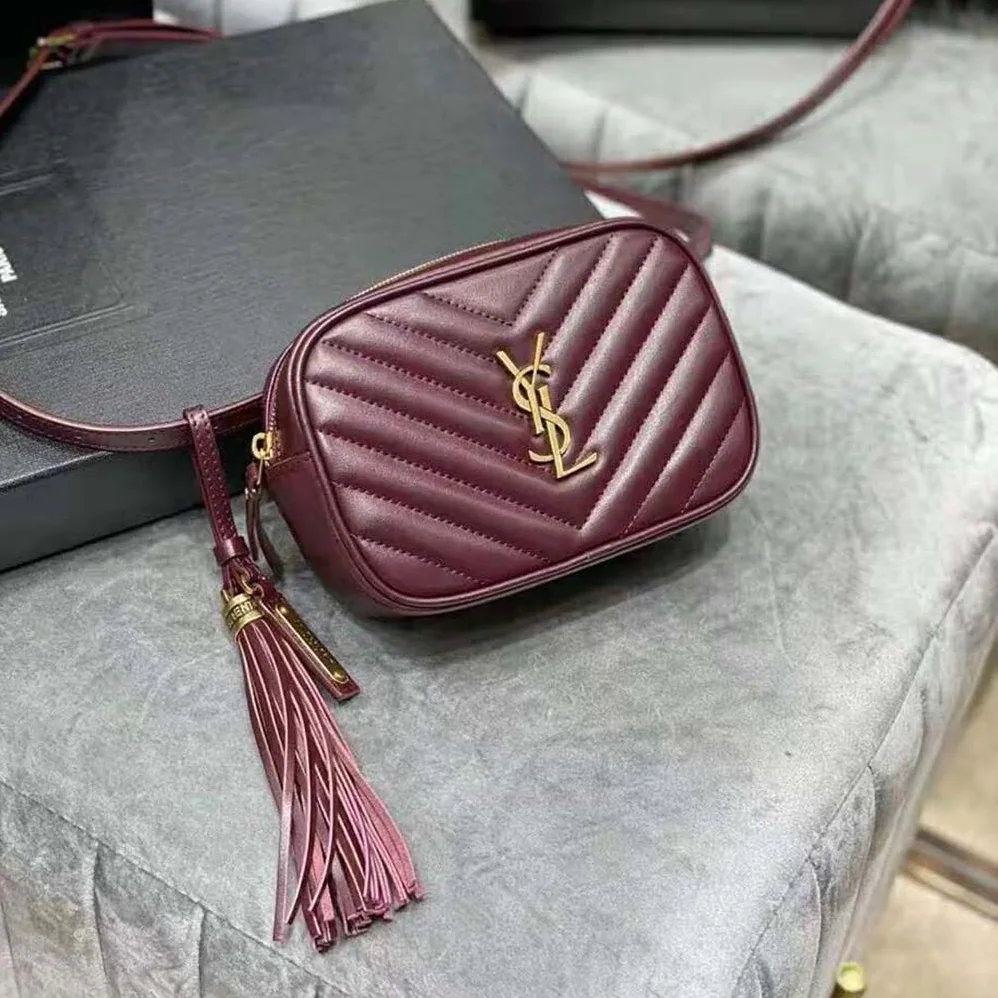 Saint Laurent YSL Lou Belt Bag in Matelasse Leather for Women in Maroon Saint Laurent YSL Lou Belt Bag in Matelasse Leather for Women in Maroon