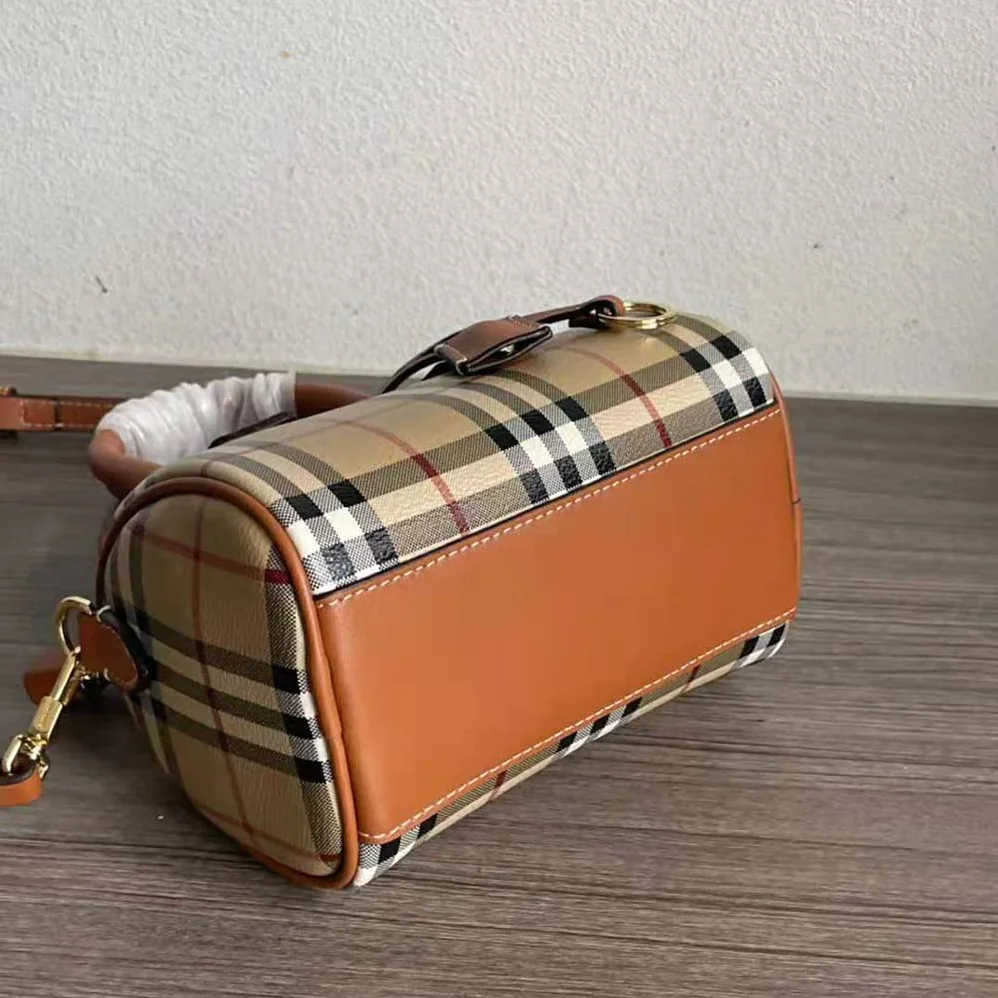 Burberry Mini Check Bowling Bag for Women in Brown