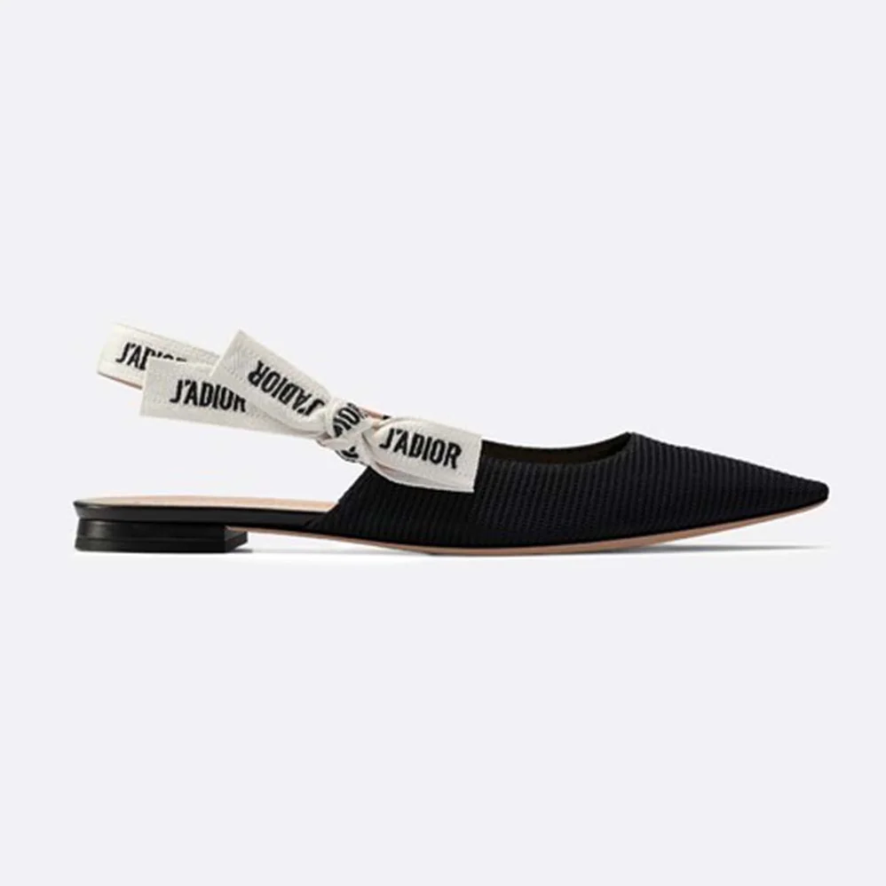 Dior Miss J'adior Ballerina in Black Technical Canvas in 1cm Heel for Women Dior Miss J'adior Ballerina in Black Technical Canvas in 1cm Heel for Women