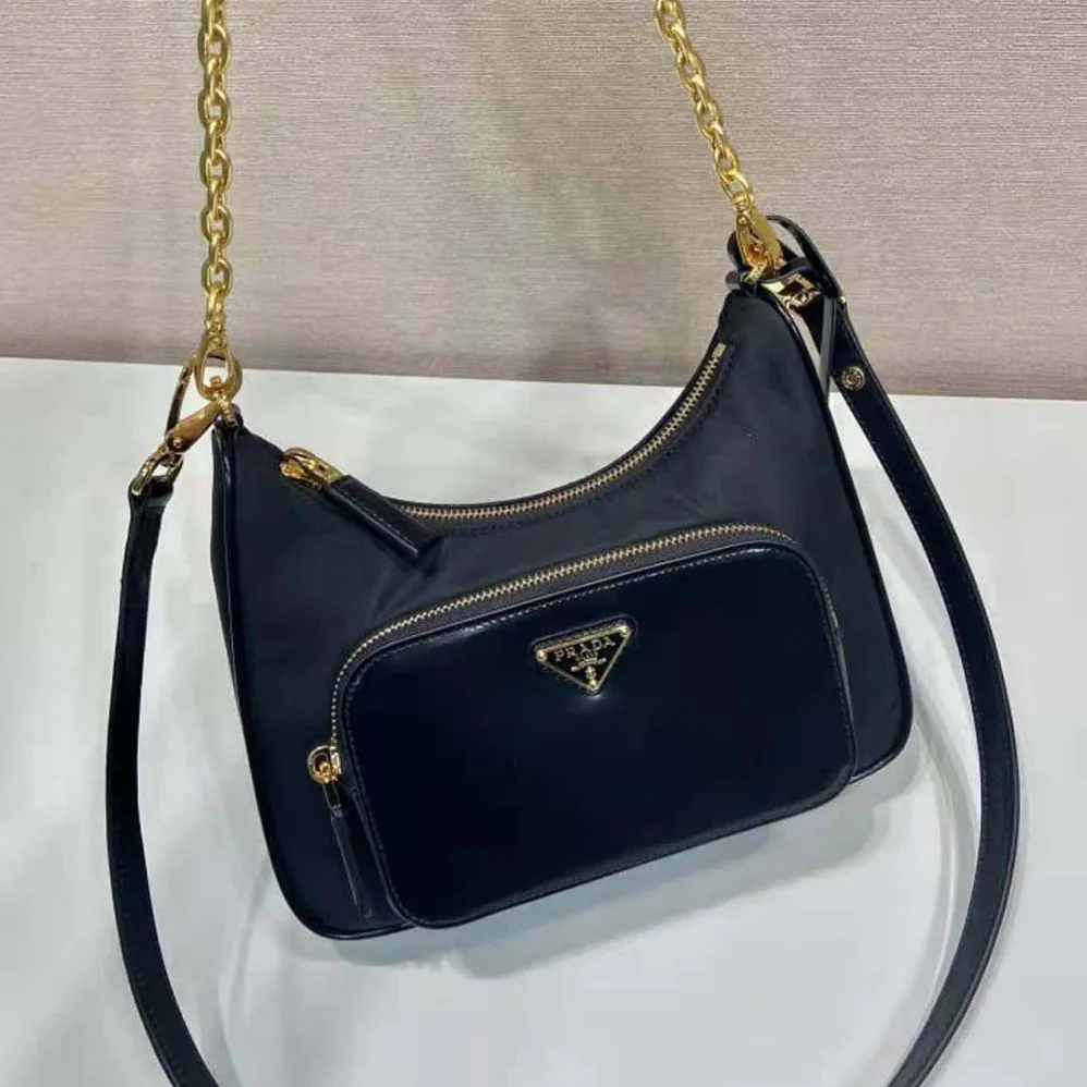 Prada Re-Nylon and Brushed Leather Mini-bag for Women in Black