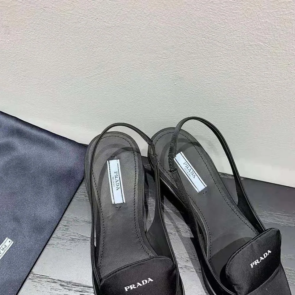 Prada Nylon Gabardine Slingback Pumps for Women in Black Prada Nylon Gabardine Slingback Pumps for Women in Black