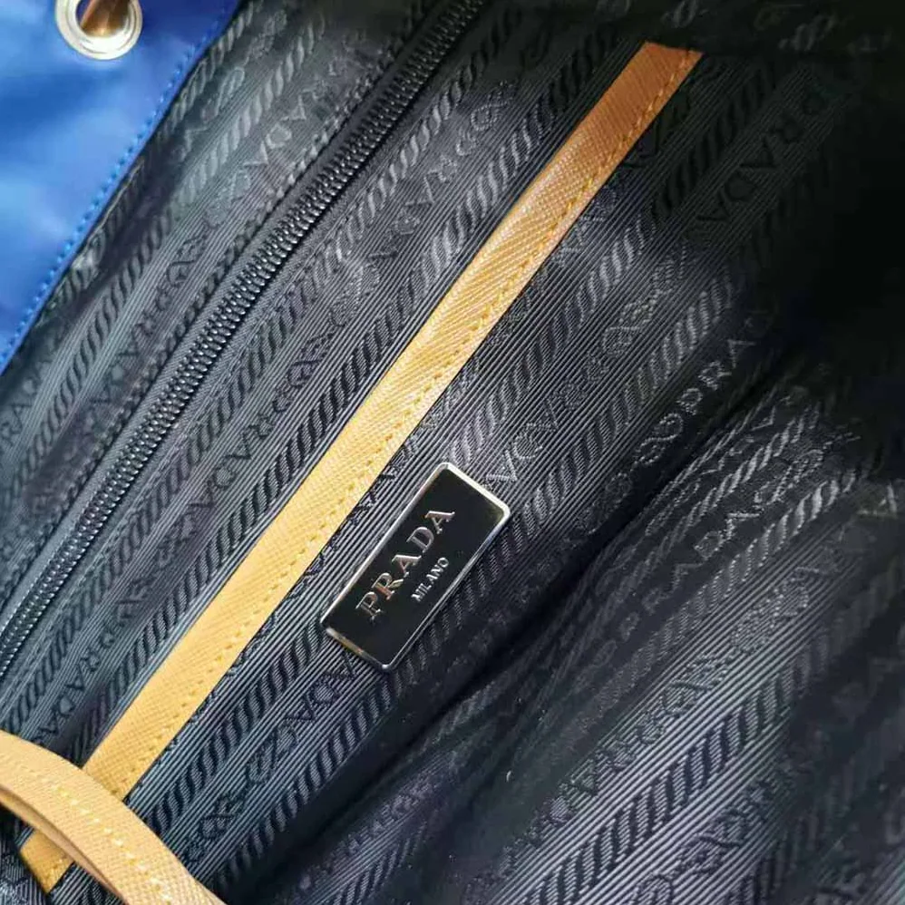 Prada Nylon and Saffiano Leather Backpack for Women in Blue