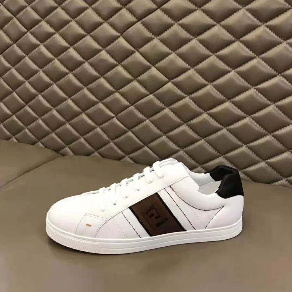 Fendi White Leather Low-Tops Sneakers Rubber Box Sole for Men