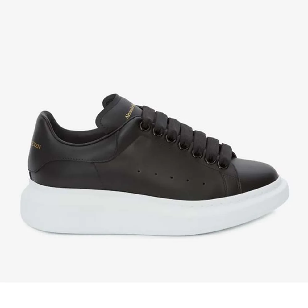 Alexander Mcqueen Oversized Sneaker Black Smooth Calf Leather Lace for Unisex in Up Sneaker