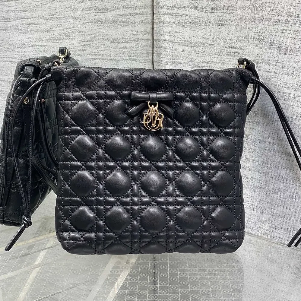 Dior Adiorable Mini Bucket Bag Black Cannage Lambskin for Women Dior Adiorable Mini Bucket Bag Black Cannage Lambskin for Women