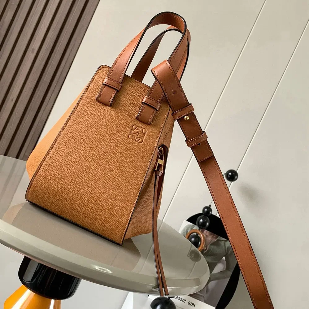 Loewe Compact Hammock Bag in Soft Grained Calfskin for Unisex in Brown Loewe Compact Hammock Bag in Soft Grained Calfskin for Unisex in Brown