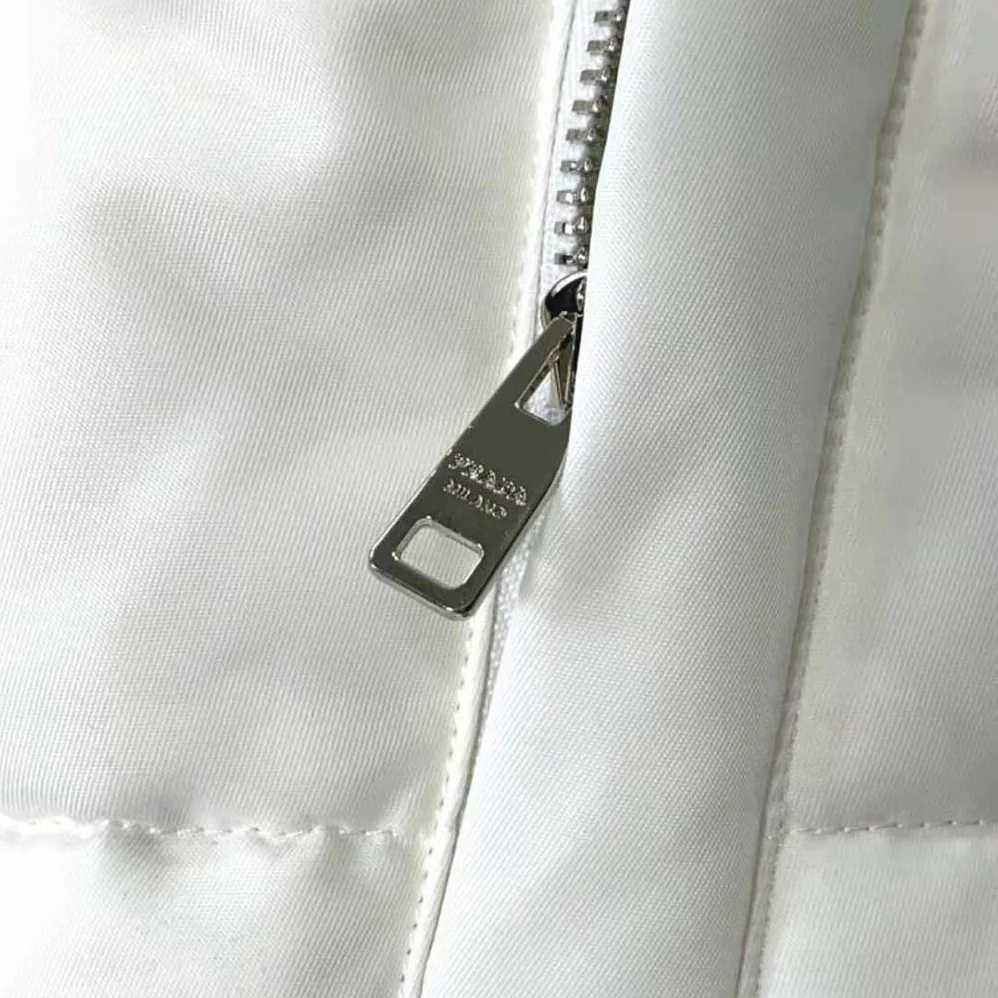 Prada Re-Nylon Down Jacket for Women in White Prada Re-Nylon Down Jacket for Women in White