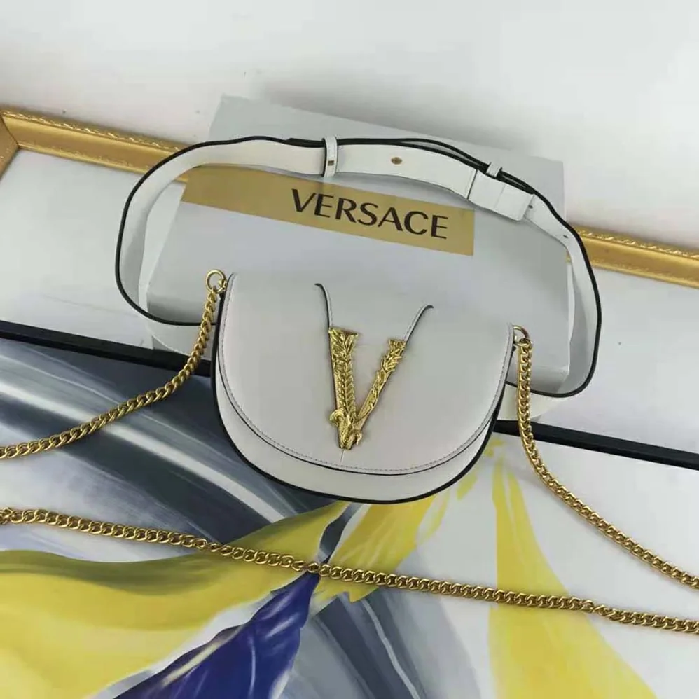 Versace Virtus Belt Bag in Calfskin Leather for Women in White