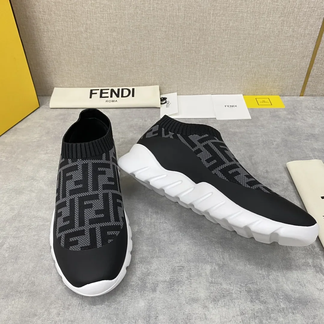 Fendi FD Slip-On Sneakers Black And Grey Fendi FD Slip-On Sneakers Black And Grey