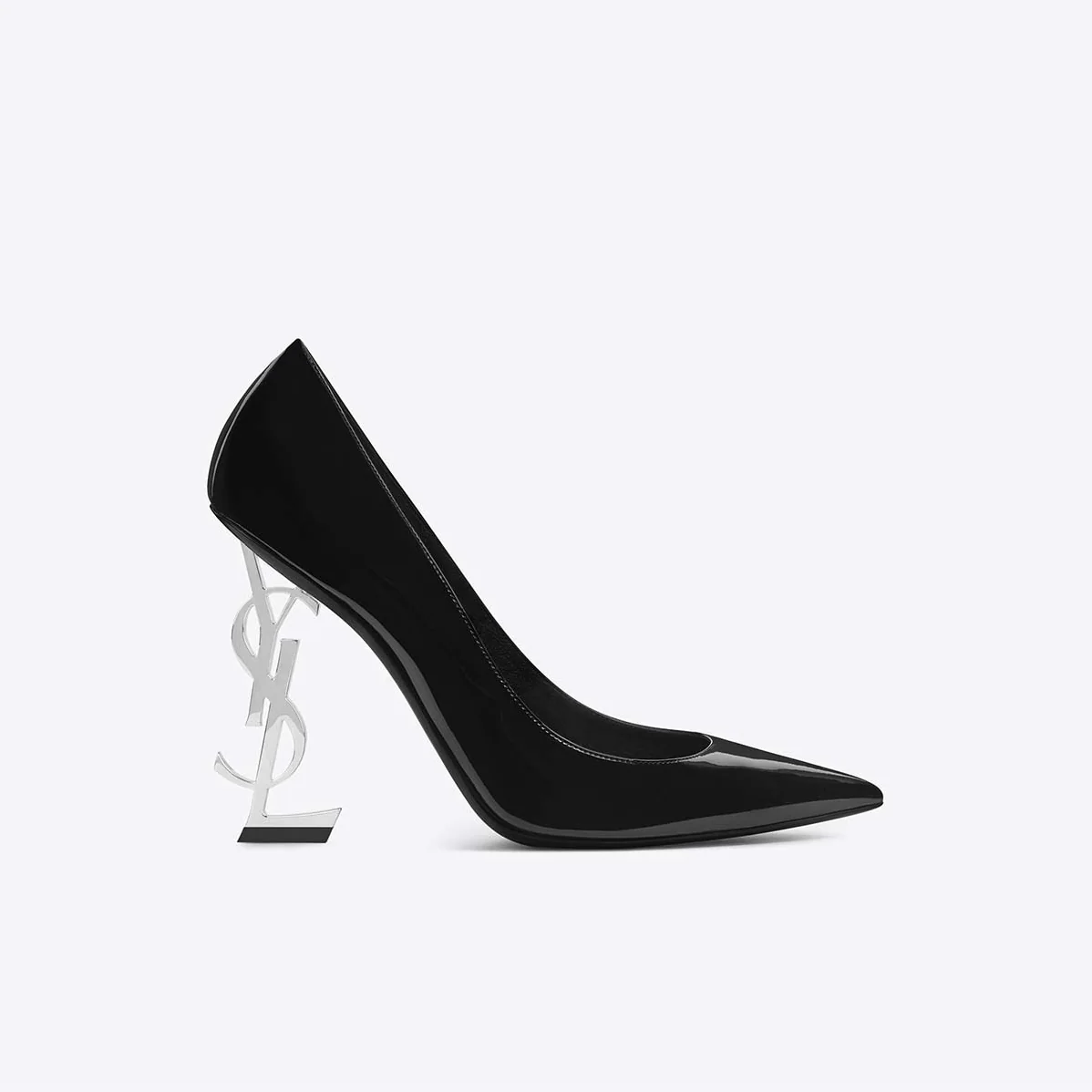 Saint Laurent YSL Opyum 110 Pump Black Patent Leather for Women in Silver Saint Laurent YSL Opyum 110 Pump Black Patent Leather for Women in Silver