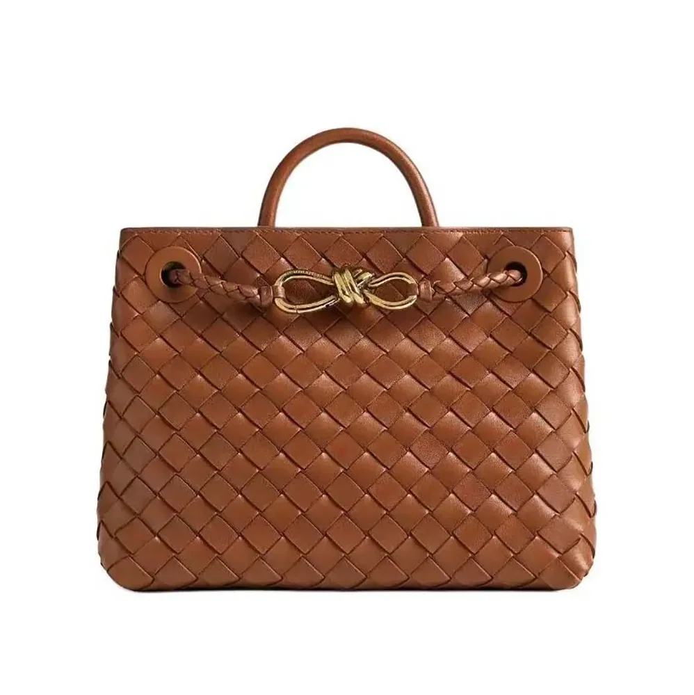 Bottega Veneta Small Andiamo Intrecciato Leather Top Handle Bag for Women in Brown Bottega Veneta Small Andiamo Intrecciato Leather Top Handle Bag for Women in Brown