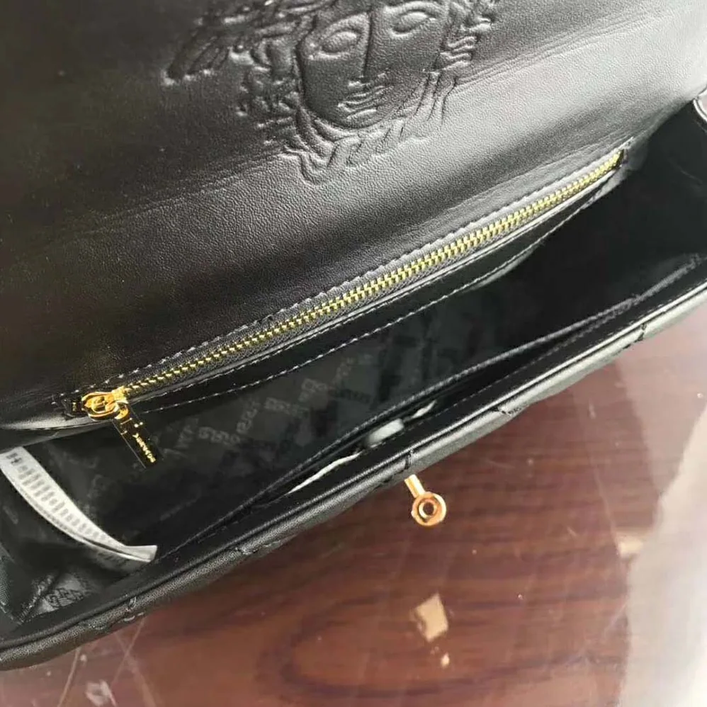 Versace Small Quilted Icon Shoulder Bag Nappa Leather for Women in Black