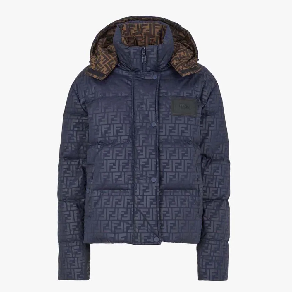 Fendi Down Jacket Blue FF Tech Fabric Down Jacket for Women Fendi Down Jacket Blue FF Tech Fabric Down Jacket for Women