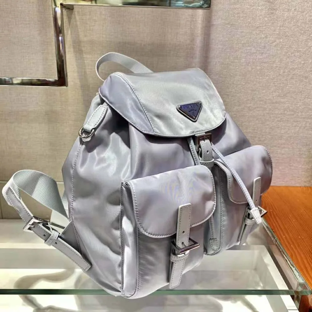Prada Re-Nylon Medium Backpack for Women in Navy