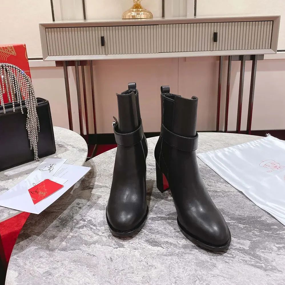 Christian Louboutin CL Chelsea Lug 100 mm Low Boots Calf Leather for Women in Black