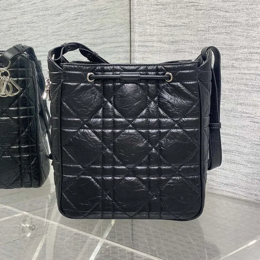 Dior Medium D-Motion Bag Black Macrocannage Crinkled Calfskin for Women Dior Medium D-Motion Bag Black Macrocannage Crinkled Calfskin for Women