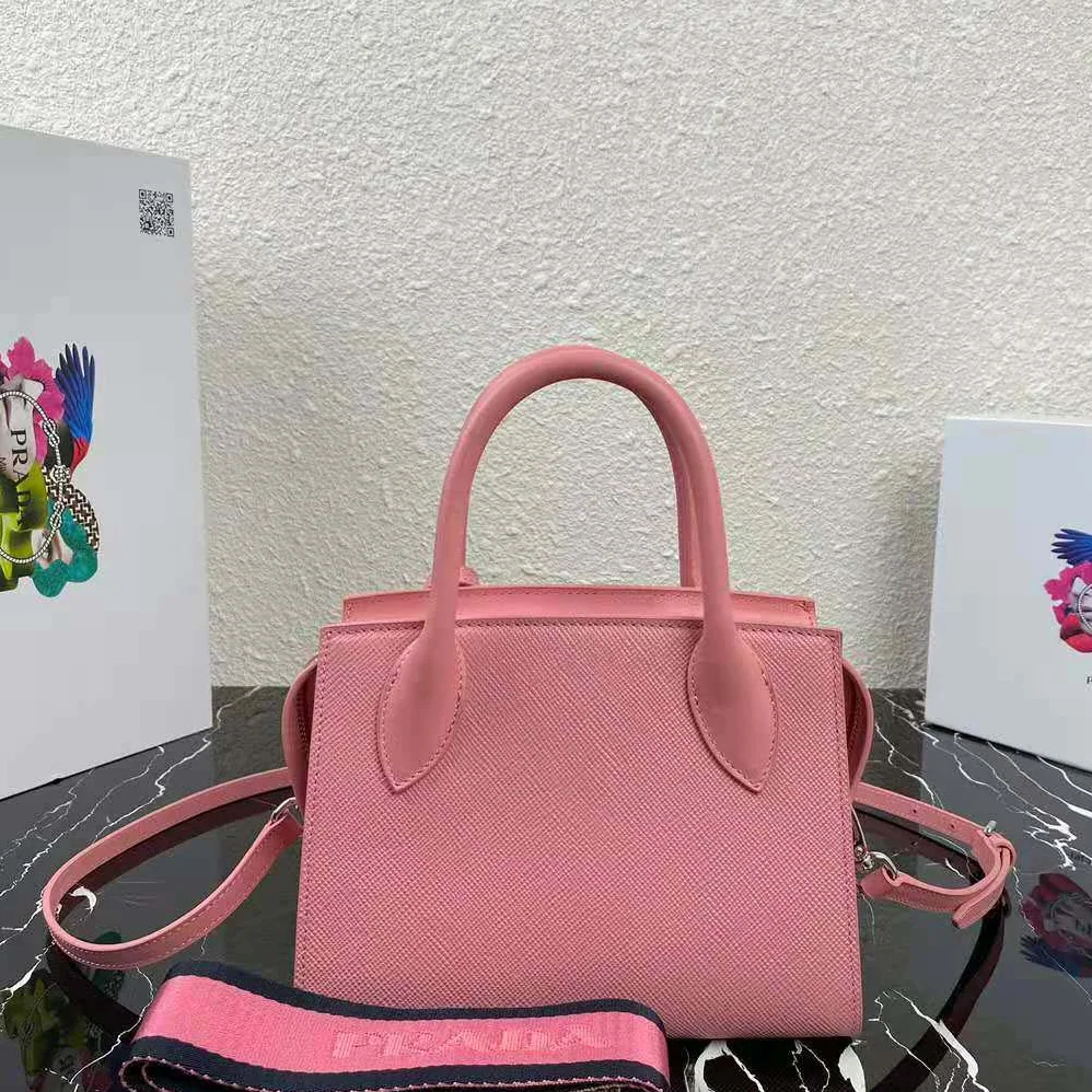 Prada Saffiano Leather Prada Monochrome Bag for Women in Pink Prada Saffiano Leather Prada Monochrome Bag for Women in Pink
