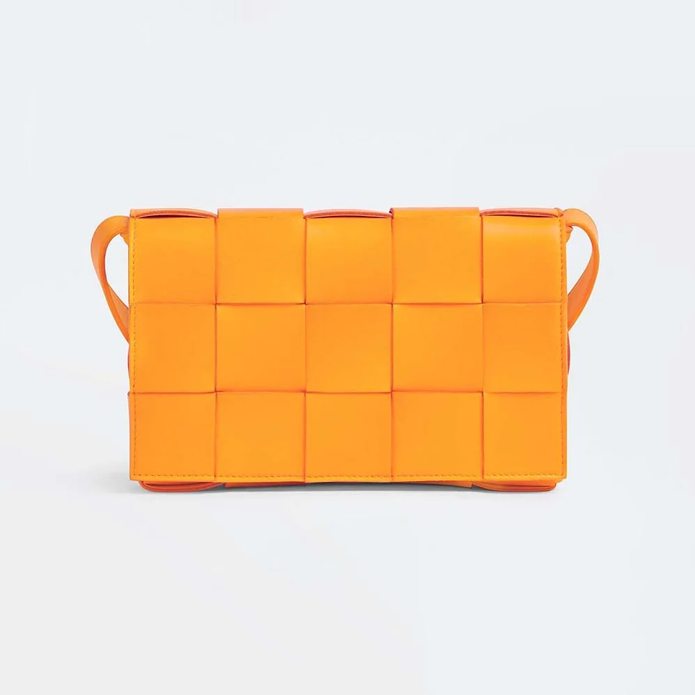 Bottega Veneta Cassette Intreccio Leather Cross-Body Bag for Women in Orange Bottega Veneta Cassette Intreccio Leather Cross-Body Bag for Women in Orange
