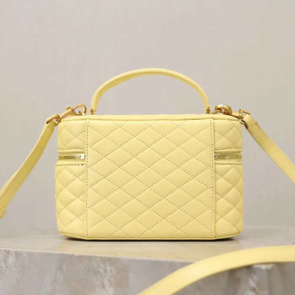 Saint Laurent YSL Gaby Vanity Bag In Lambskin for Women in Yellow Saint Laurent YSL Gaby Vanity Bag In Lambskin for Women in Yellow