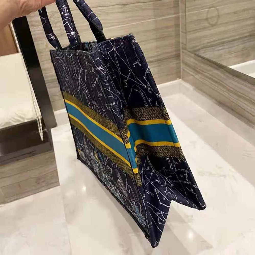 Dior Small Dior Book Tote Blue Dior Constellation Embroidery for Women