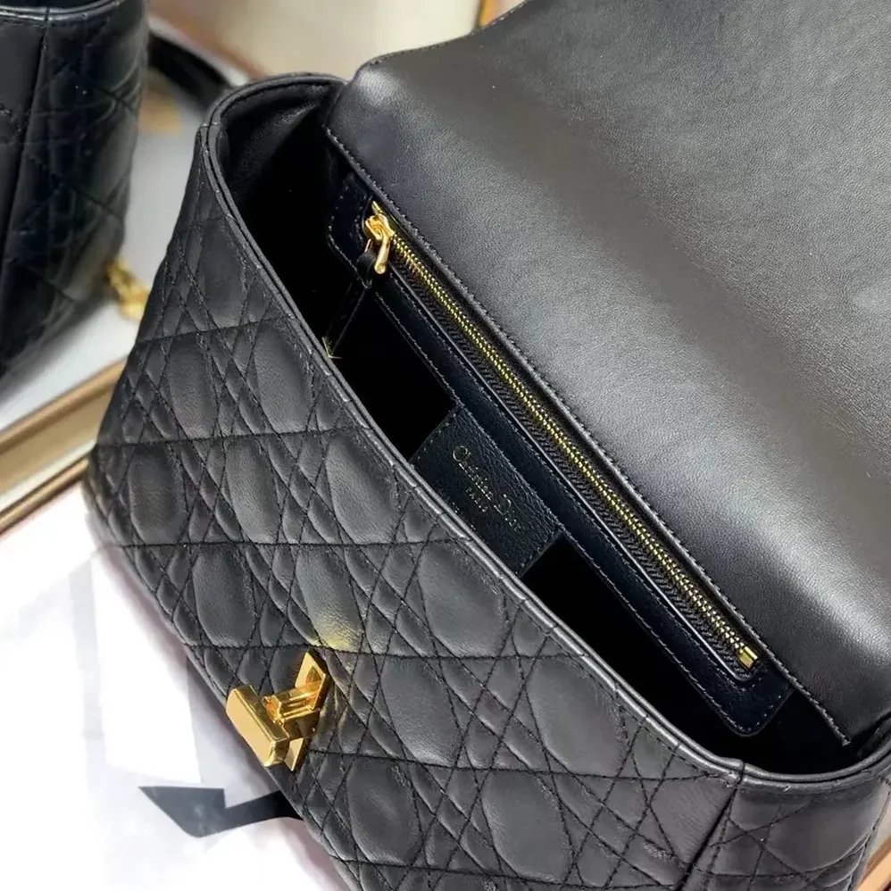 Dior Medium Dior Caro Bag Black Supple Cannage Calfskin for Women