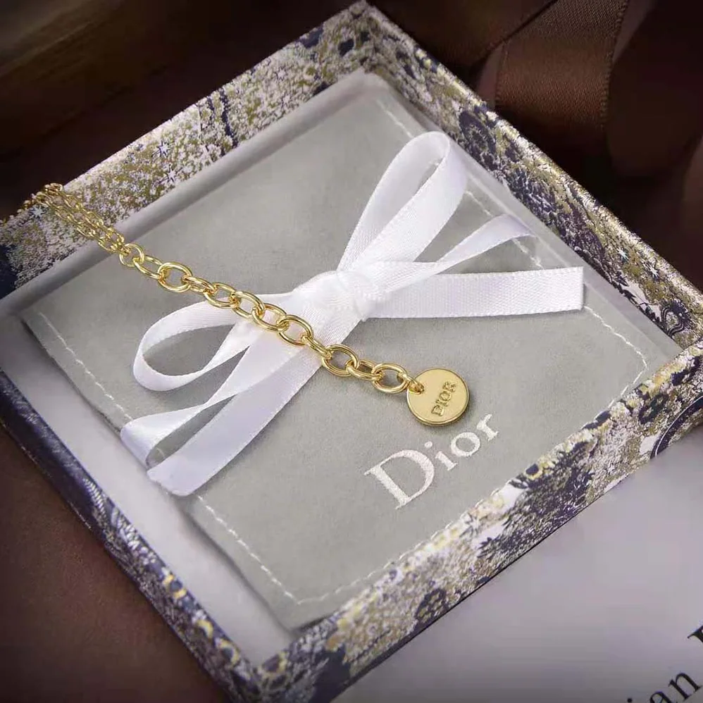 Dior Petit CD Bracelet Gold-Finish Metal and White Crystals for Women