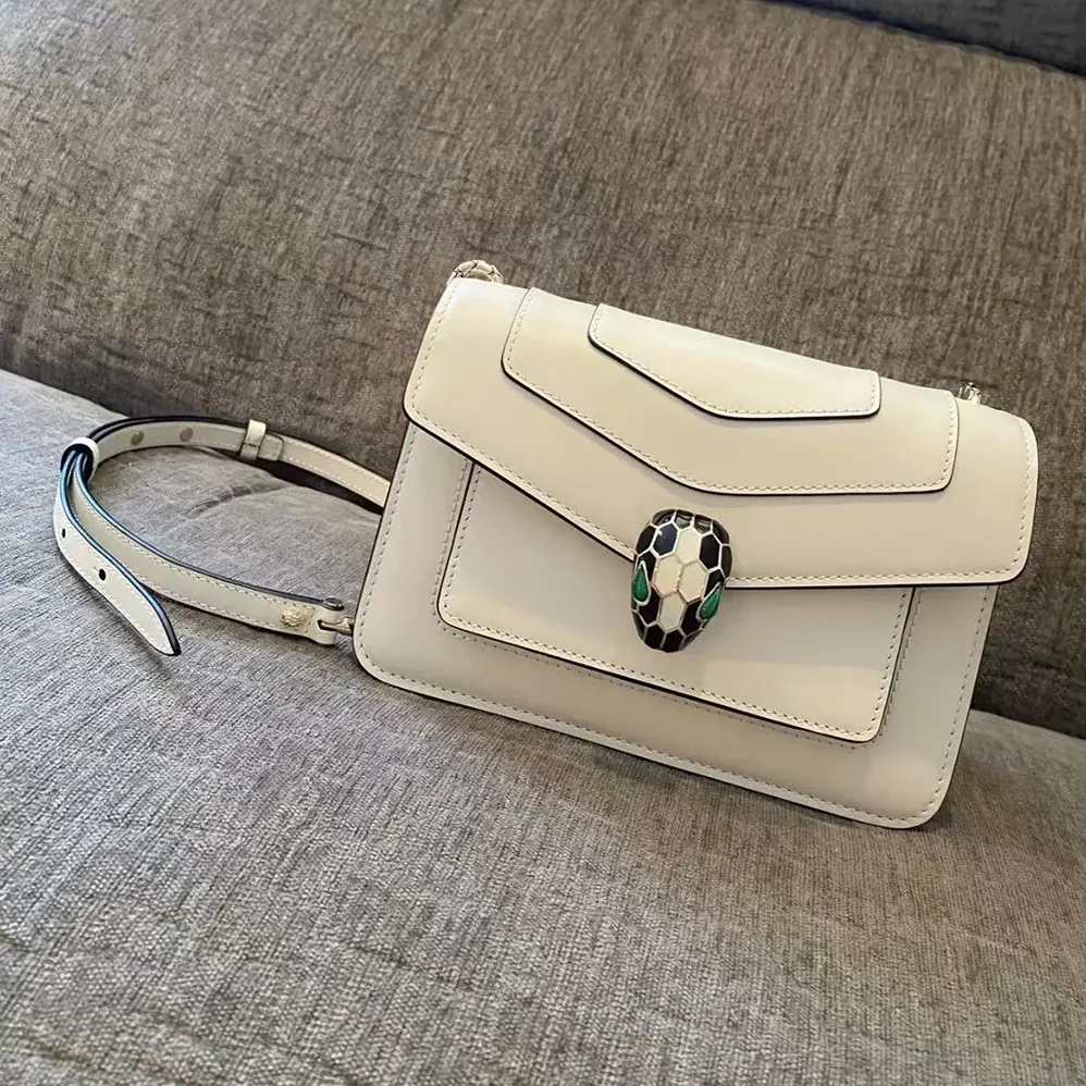 Bvlgari Mini Serpenti Forever East-West Shoulder Bag for Women in White