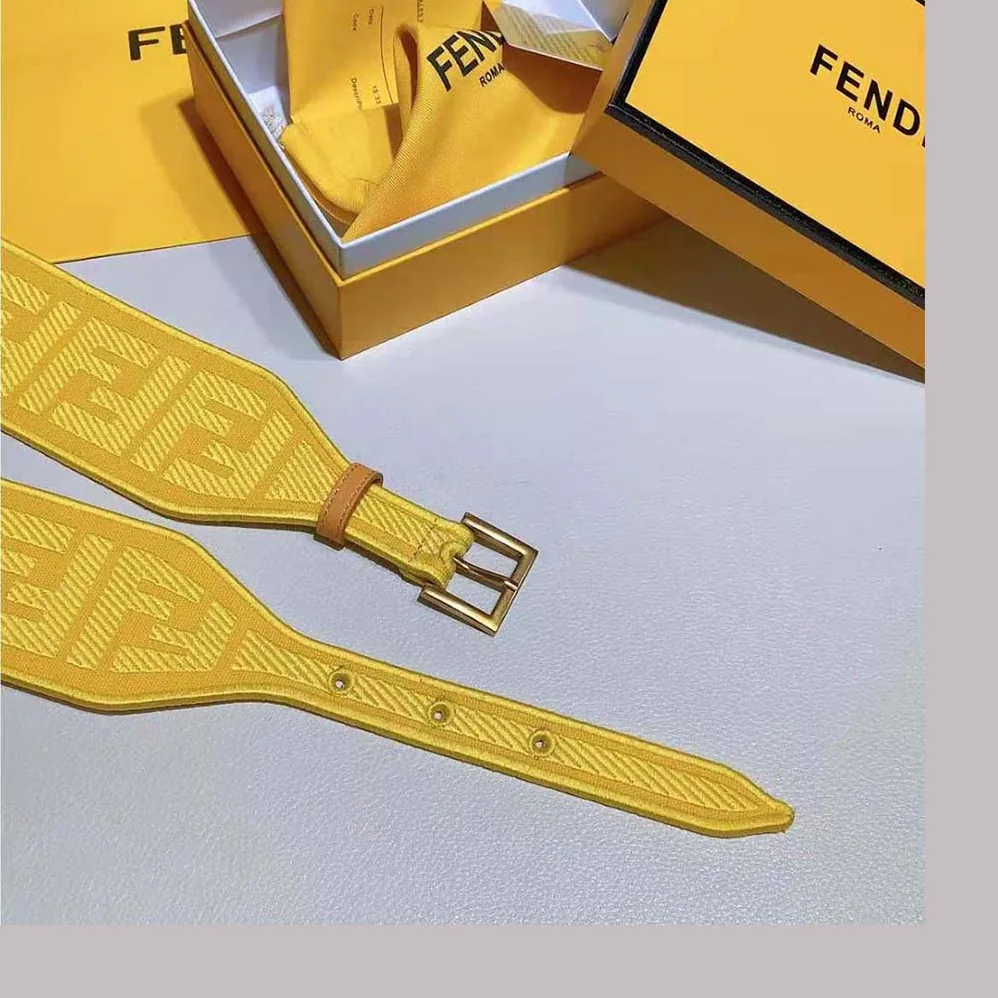 Fendi Canvas High Waist Belt 6 cm for Women in Yellow Fendi Canvas High Waist Belt 6 cm for Women in Yellow