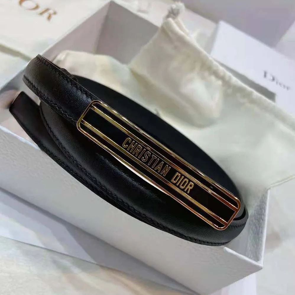 Dior Dior-id Belt Black Smooth Calfskin 15 MM for Women