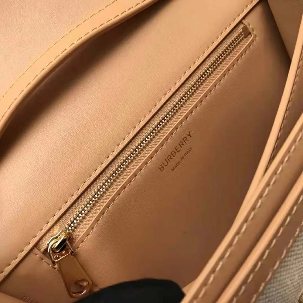 Burberry Small Two-tone Canvas and Leather TB Bag for Women in Yellow Burberry Small Two-tone Canvas and Leather TB Bag for Women in Yellow