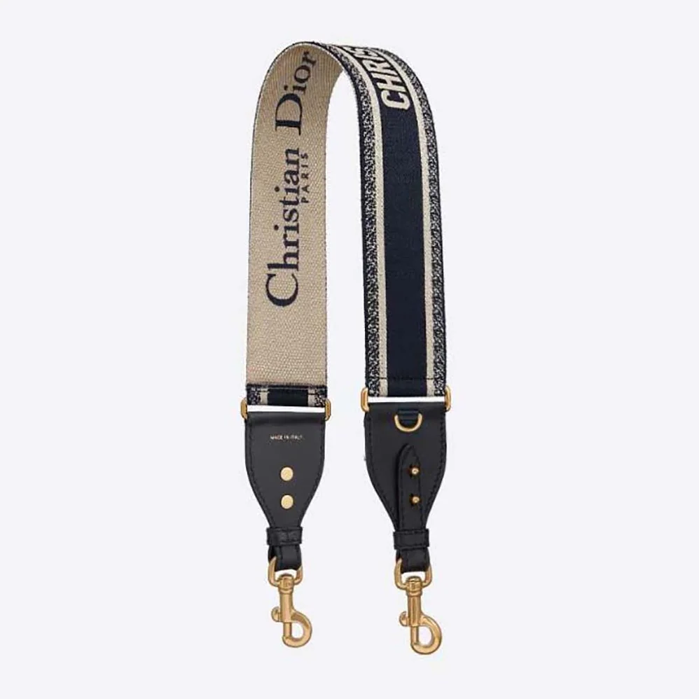Dior Shoulder Strap with Ring Blue ‘CHRISTIAN DIOR PARIS' Embroidery for Women Dior Shoulder Strap with Ring Blue ‘CHRISTIAN DIOR PARIS' Embroidery for Women